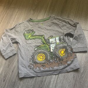 John Deere Green and Gray Tractor Long Sleeve Tee